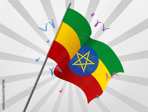 The Ethiopian celebrations flag flew at a height
