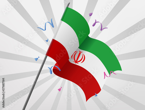 The flag of celebration of Iran's country is flying at heights