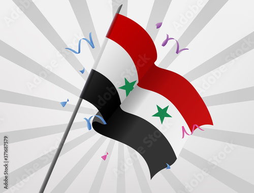 The Syrian celebratory flag flew at a height