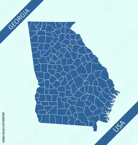 County map of Georgia USA photo