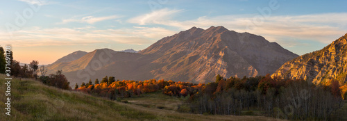 Mount Timpanogos in autumn panorama. photo