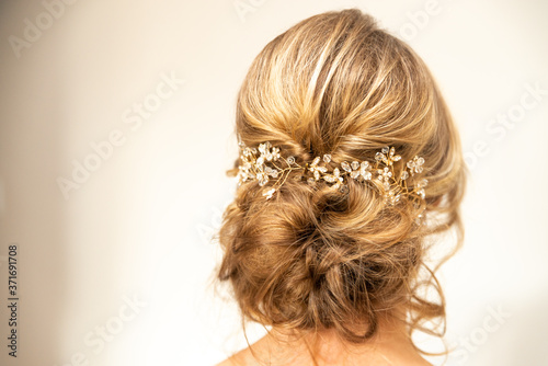 Simple Hair Up Wedding Hairstyle Bride Back