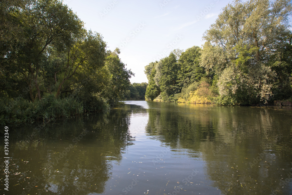 Views of the River Bure between Wroxham and Coltishall, The Broads, Norfolk, UK