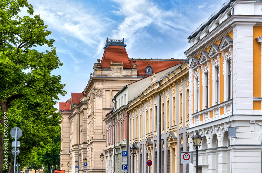 Beautiful facades of ancient buildings in the old town of Potsdam, Germany