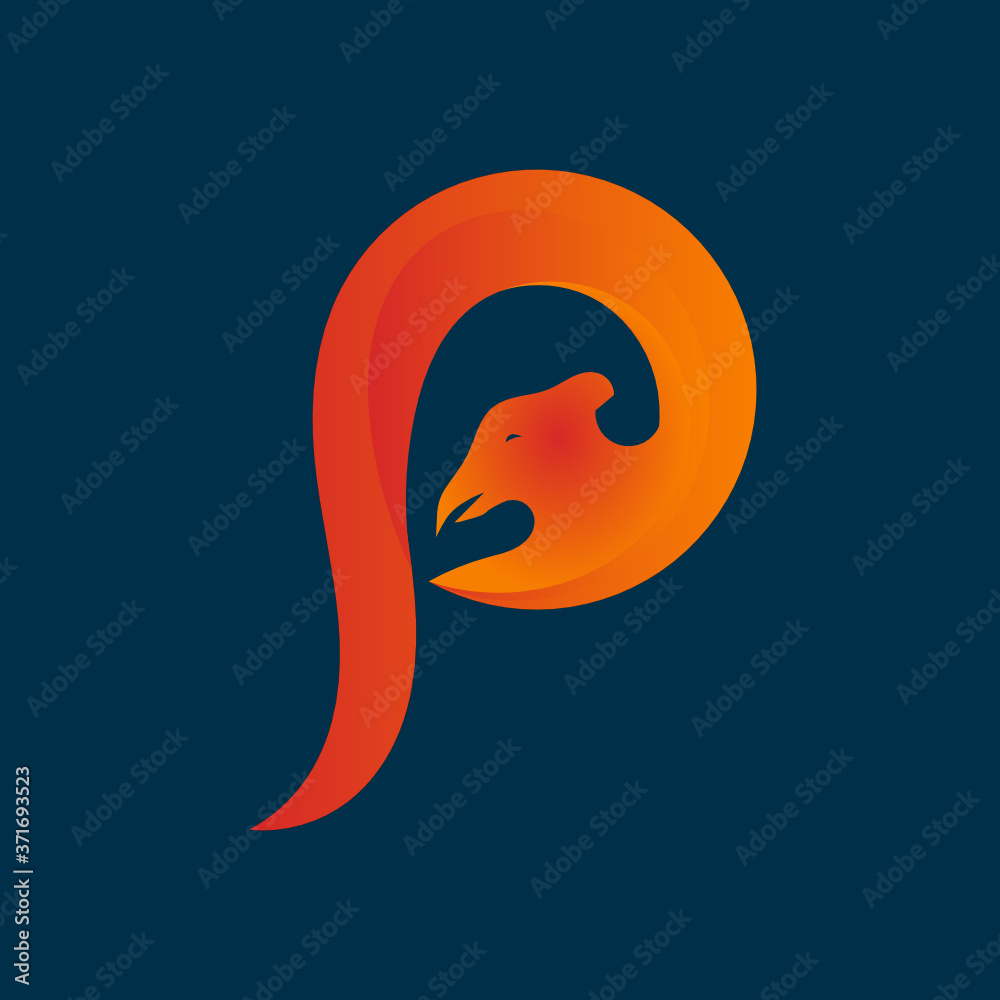 Obraz premium Gradient Bird vector logo with Initials Letter 