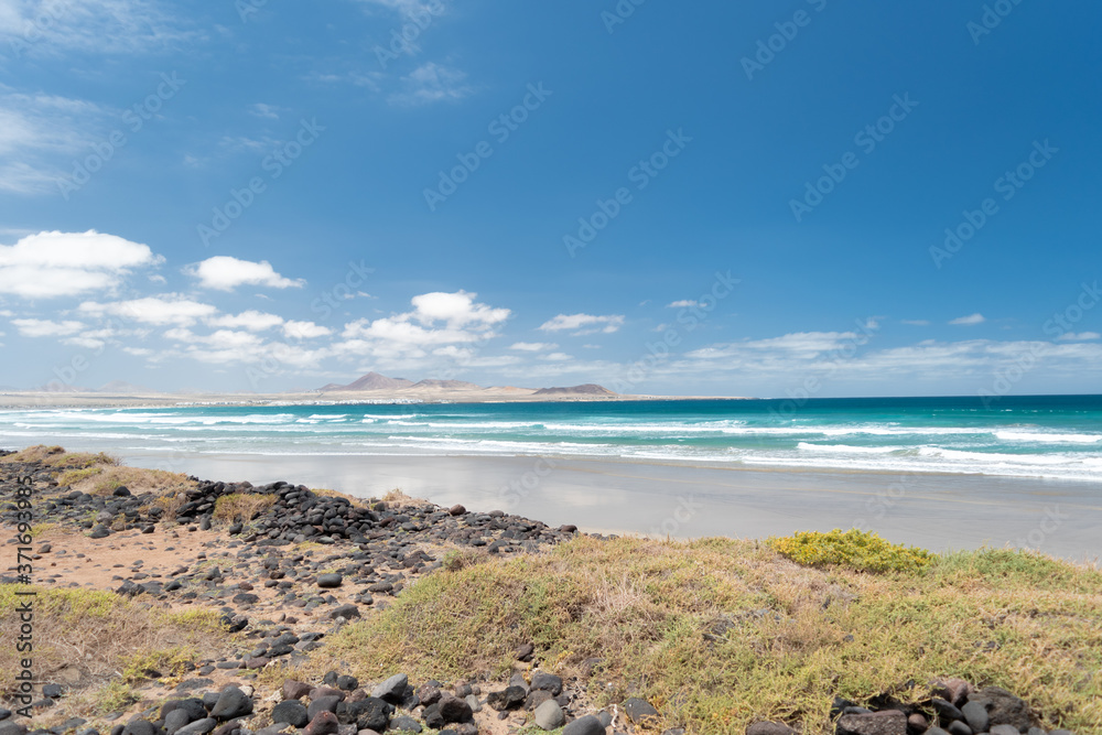 View of Famara beach. Lanzarote. Canary Islands.