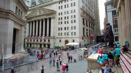 Wall street time lapse in Manhattan, New York City photo