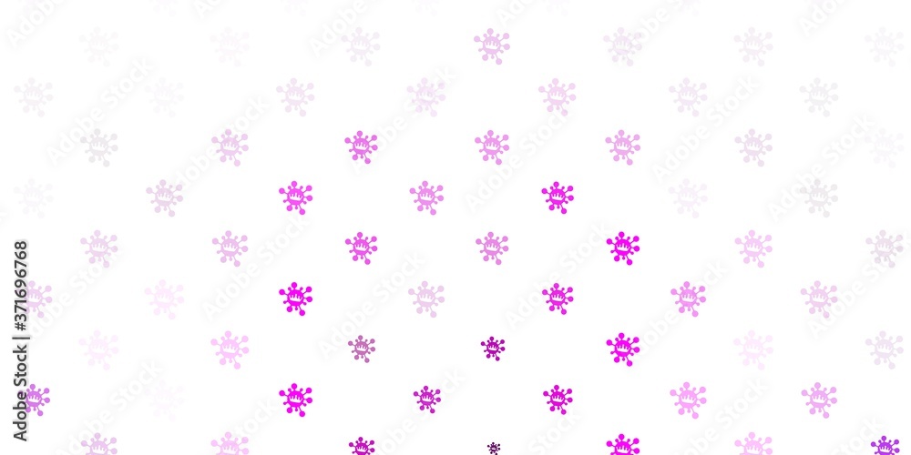 Light purple, pink vector background with covid-19 symbols. Light purple, pink vector background with covid-19 symbols.