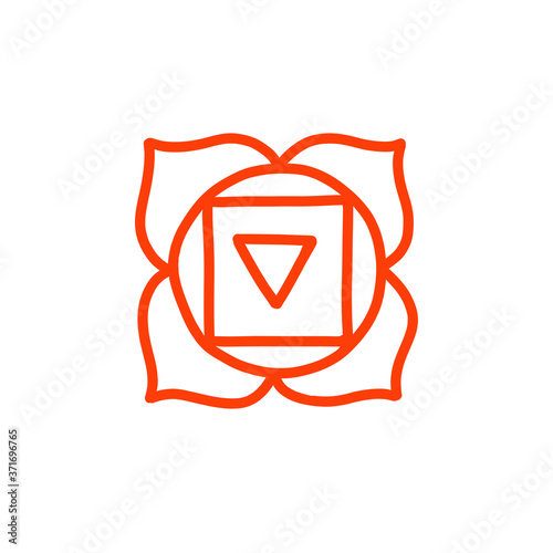 chakra muladhara doodle icon, vector color illustration