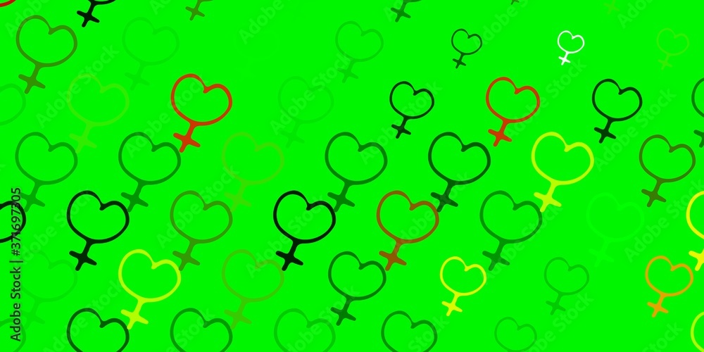 Light Green, Yellow vector background with woman symbols. Light Green, Yellow vector background with woman symbols.