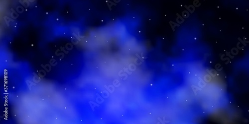 Dark BLUE vector template with neon stars. Shining colorful illustration with small and big stars. Theme for cell phones.