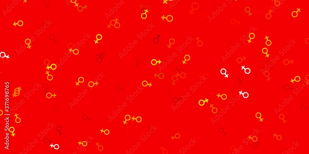 Light Orange vector texture with women's rights symbols.