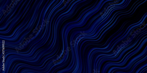 Dark BLUE vector pattern with curves. Brand new colorful illustration with bent lines. Template for cellphones.