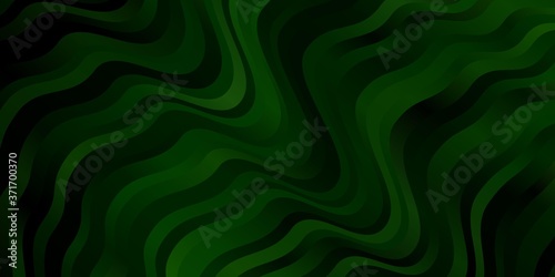 Dark Green vector background with curved lines. Colorful illustration with curved lines. Pattern for booklets, leaflets.