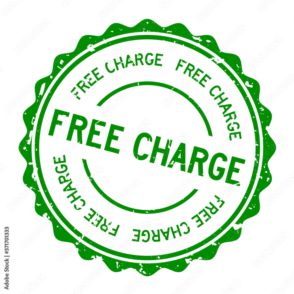 Grunge green free charge word round rubber seal stamp on white background Grunge green free charge word round rubber seal stamp on white background