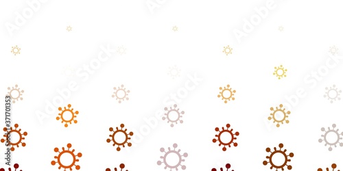 Light Green, Yellow vector backdrop with virus symbols.