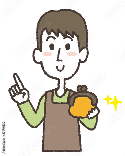 節約する賢い主夫のイラスト