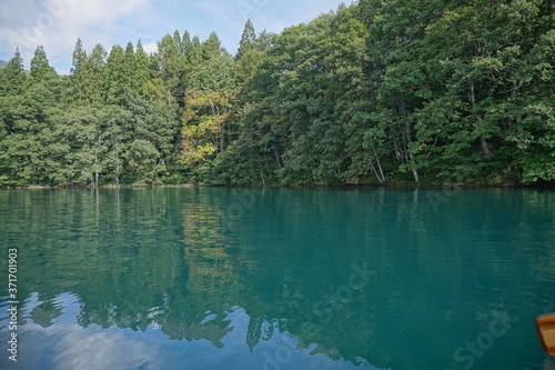 A calm lake in the morning in Japan  Nagano  Aoki lake
