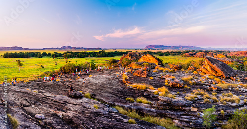 A Panoramic View of Ubirr at Nadab Lookout under Sunset photo