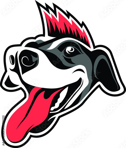 Punk dog with Red Hair Mohawk Style