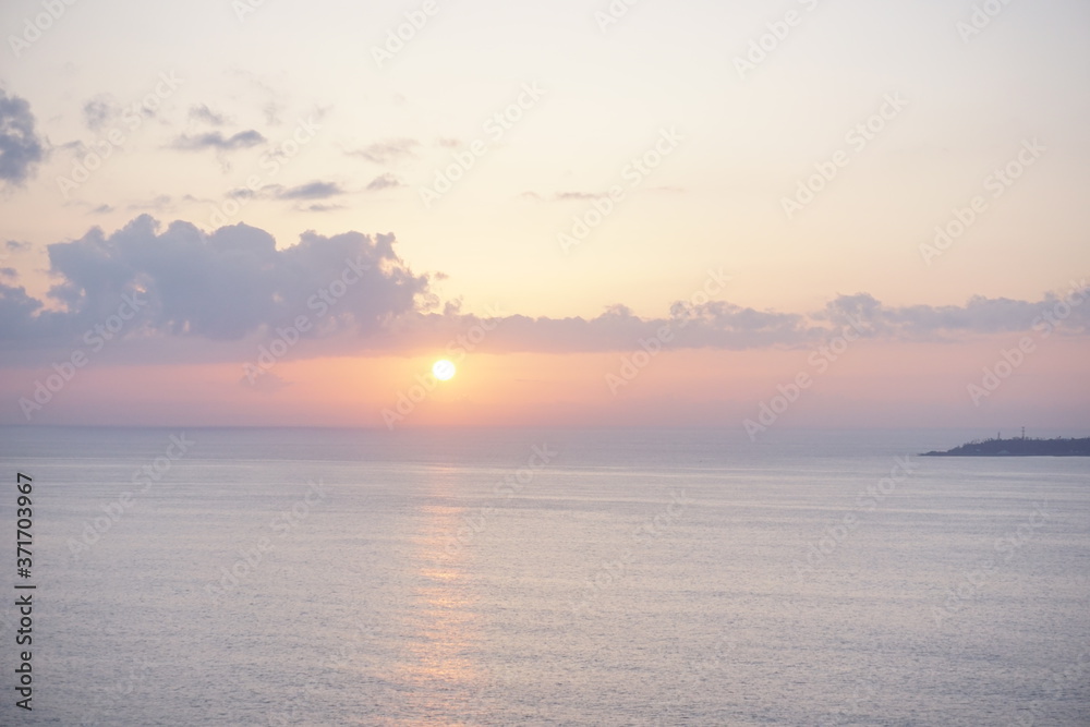 beautiful summer sunset into the sea in Japan