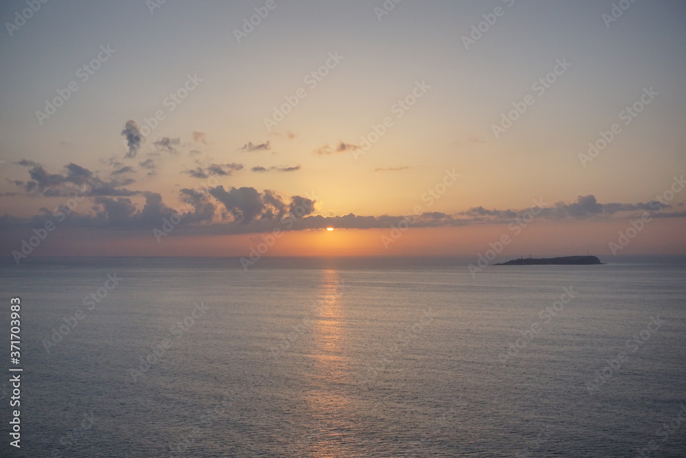 beautiful summer sunset into the sea in Japan beautiful summer sunset into the sea in Japan
