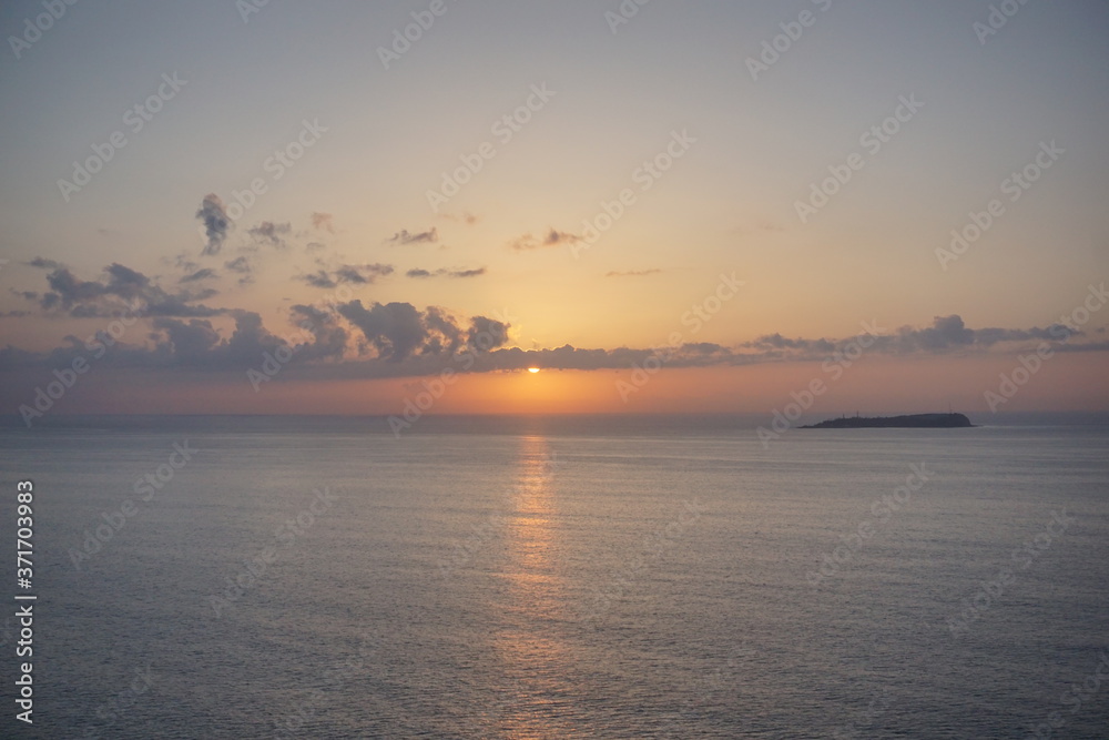 beautiful summer sunset into the sea in Japan