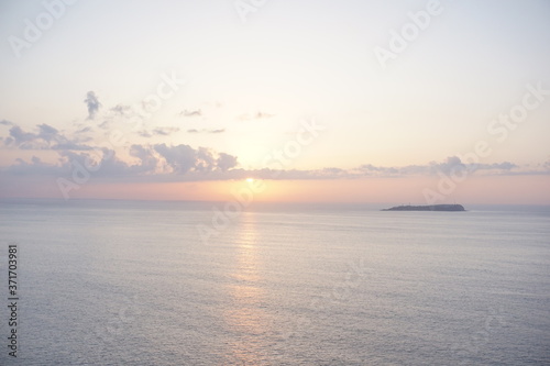 beautiful summer sunset into the sea in Japan