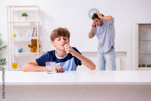 Father and teenage son having the conflict