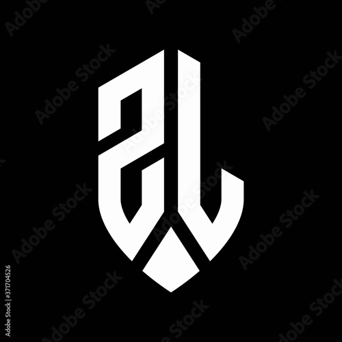 zl logo monogram with emblem shield style design template