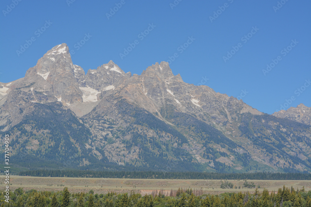 Beautiful view of the Grand Teton Mountains in the Grand Teton National Park, Wyoming