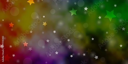 Light Multicolor vector background with circles  stars. Abstract design in gradient style with bubbles  stars. Design for textile  fabric  wallpapers.