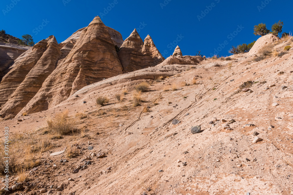 Cone Shaped Hoodoos Above The Tent Rocks Trail,Kasha-Katuwe Tent Rocks National Monument, New Mexico,USA