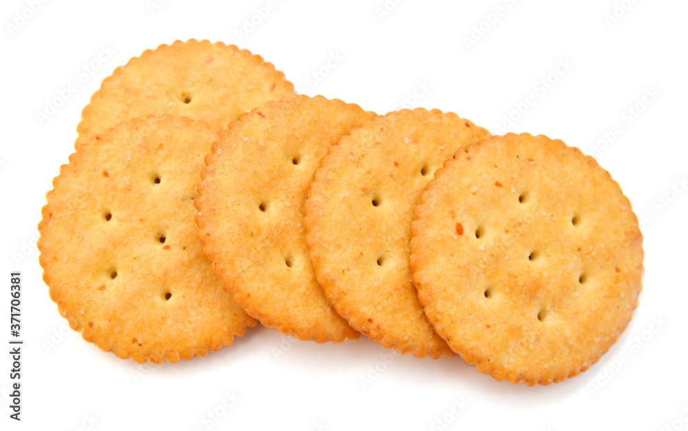 Delicious crackers isolated on white Delicious crackers isolated on white