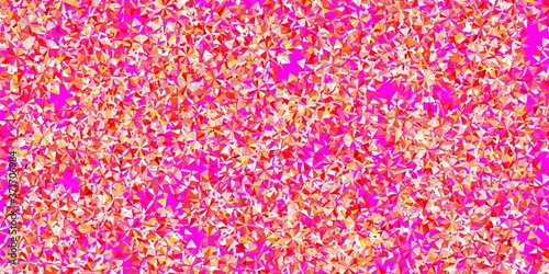 Light pink, yellow vector beautiful snowflakes backdrop with flowers.