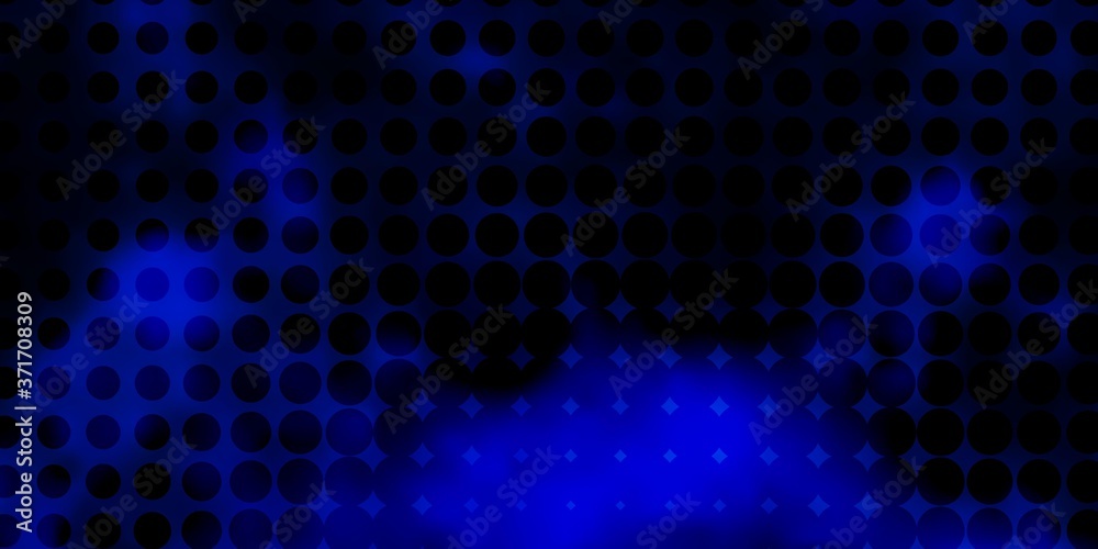 Dark BLUE vector pattern with spheres. Illustration with set of shining colorful abstract spheres. Design for your commercials.