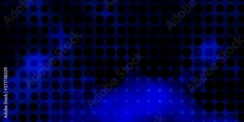 Dark BLUE vector pattern with spheres. Illustration with set of shining colorful abstract spheres. Design for your commercials.