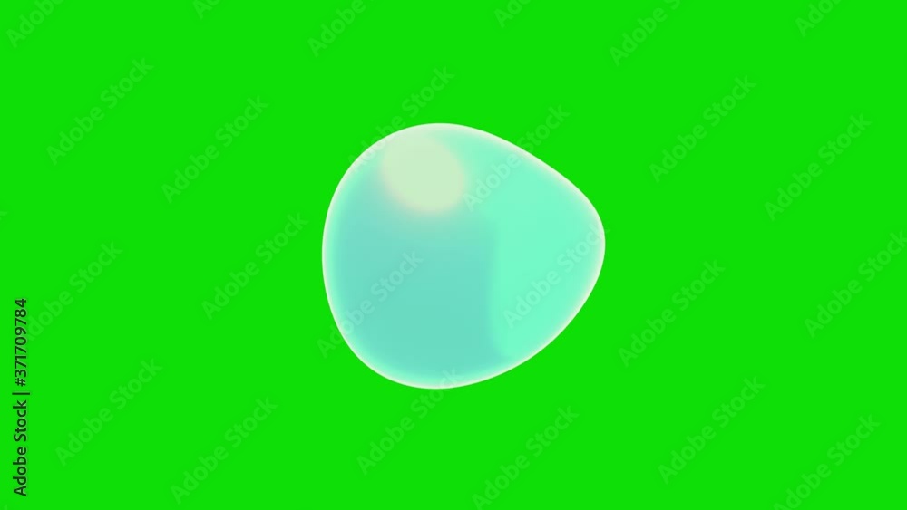 Looped cartoon water bubble object on green screen background.