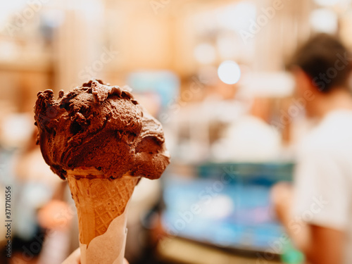 Chocolate gelato at Giolitti, Rome, Italy photo