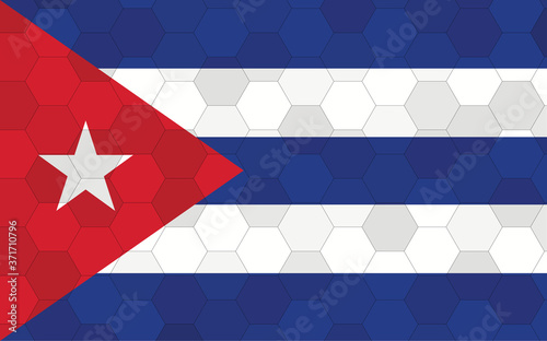 Cuba flag illustration. Futuristic Cuban flag graphic with abstract hexagon background vector. Cuba national flag symbolizes independence.