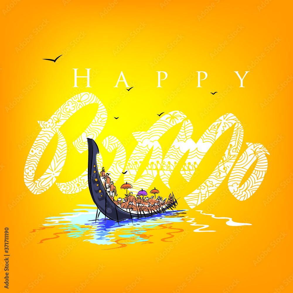 Vector Illustration of Indian Festival Onam also called harvest Festival of Kerala.