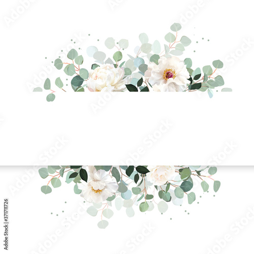 Wedding silver dollar eucalyptus horizontal vector design banner