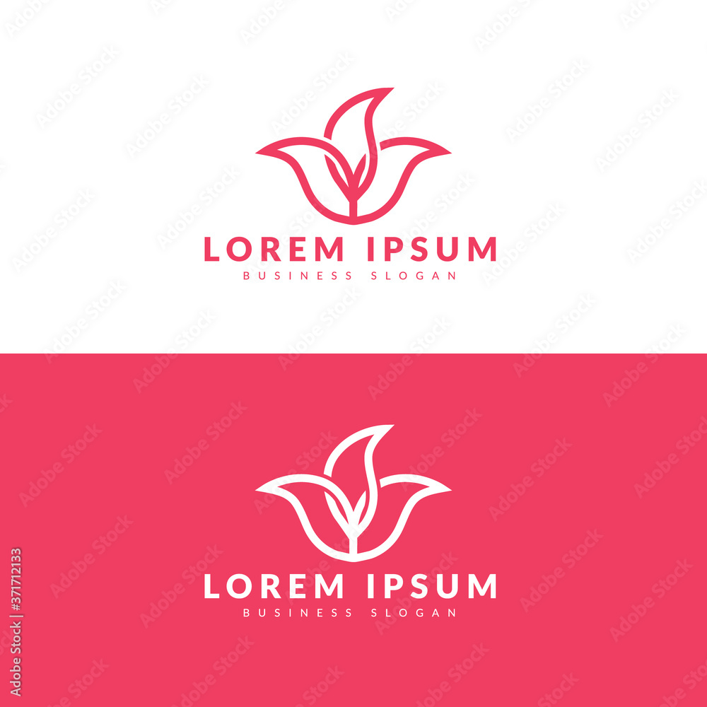Flower abstract Logo design vector template Linear style.