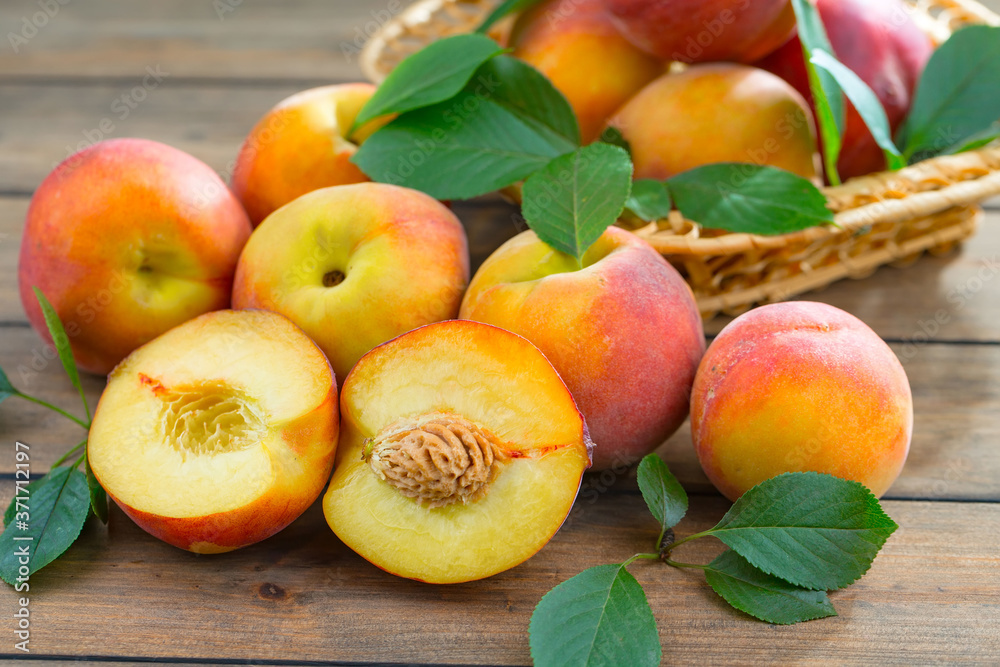 Ripe peaches on an old background Ripe peaches on an old background