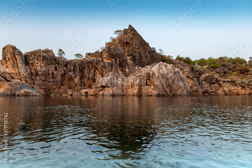 Bhedaghat Jabalpur Madhya Pradesh View of River Narmada with Beautiful Marble Rocks 
