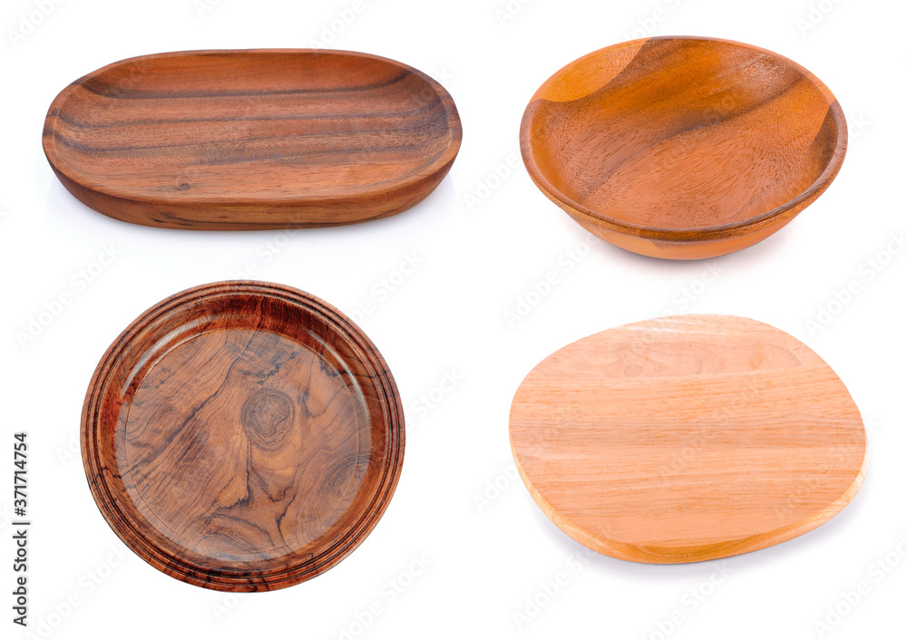 collection Wood plate isolated on white background collection Wood plate isolated on white background