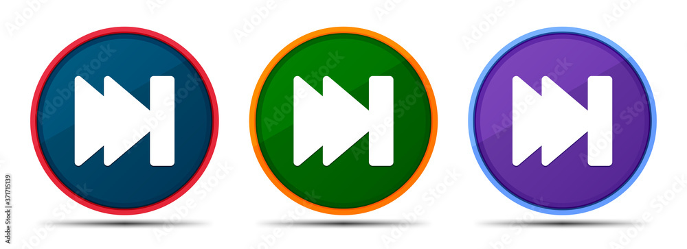 Next track playlist icon silky smart flat round buton set illustration