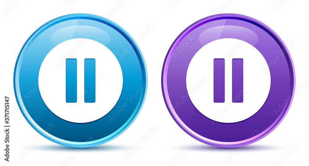 Pause icon sleek soft round button set illustration