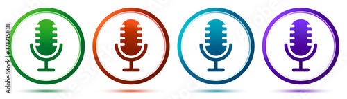 Microphone icon artistic frame round button set illustration