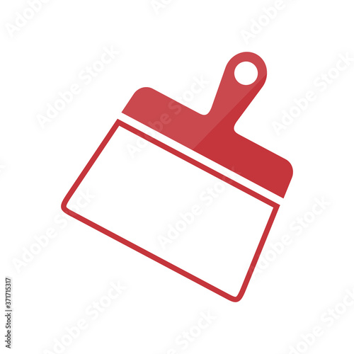 White line Putty knife icon isolated with long shadow. Spatula repair tool. Spackling or paint instruments. Red circle button. Vector Illustration
